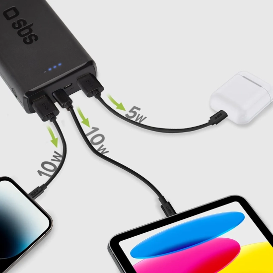 SBS Powerbank 20000 mAh USB-A USB-C - czarny