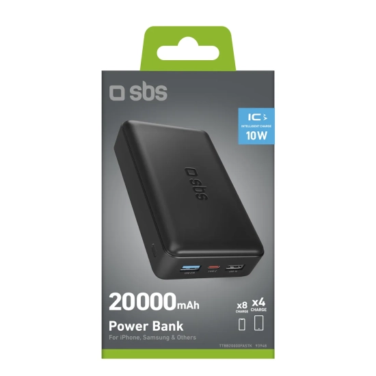 SBS Powerbank 20000 mAh USB-A USB-C - czarny