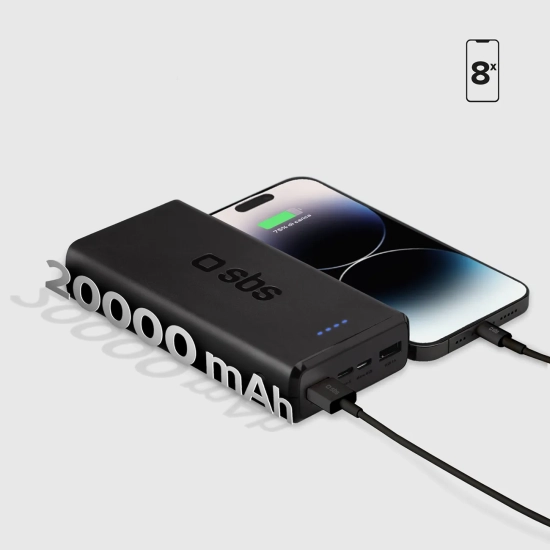 SBS Powerbank 20000 mAh USB-A USB-C - czarny