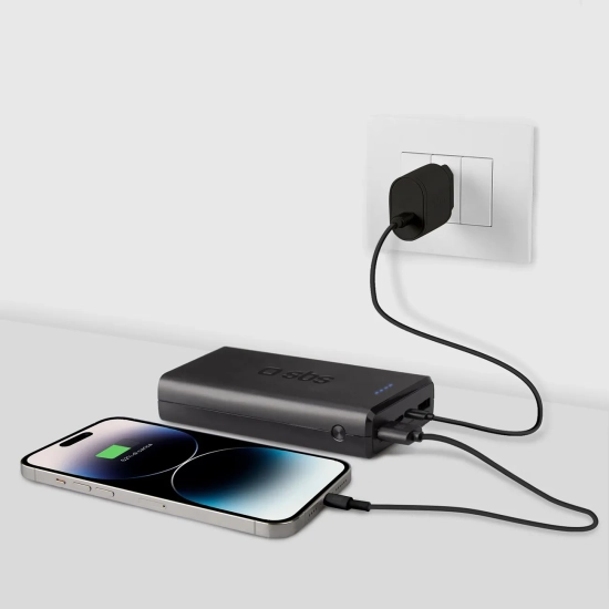 SBS Powerbank 20000 mAh USB-A USB-C - czarny