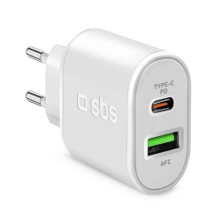 SBS Ładowarka sieciowa Power Delivery USB-A USB-C 20W - biała