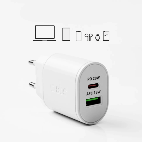 SBS Ładowarka sieciowa Power Delivery USB-A USB-C 20W - biała
