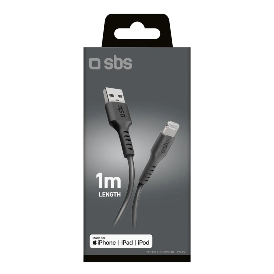 SBS Kabel przewód z certyfikatem MFi USB-A - iPhone Lightning 1m - czarny