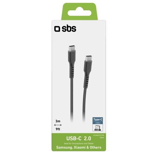 SBS Kabel przewód USB-C - USB-C 3m - czarny