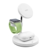 PURO Ładowarka indukcyjna 3w1 ze stojakiem do iPhona AirPods USB-A - biała