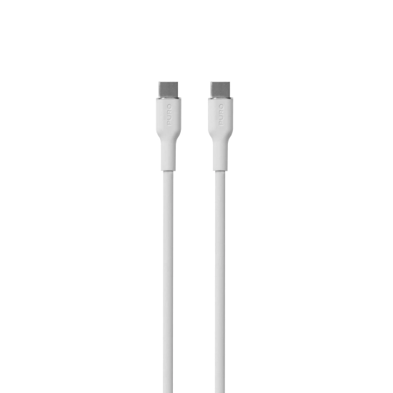 PURO Kabel przewód silikonowy USB-C 60W 1.5m - biały