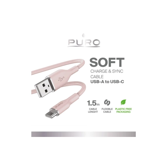 PURO Kabel przewód USB-A - USB-C 1.5m - różowy