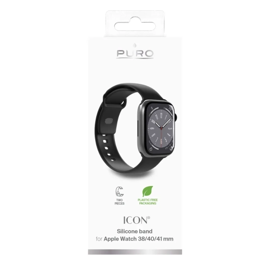 Pasek silikonowy do zegarka Apple Watch 38 40 41 mm Icon czarny - 2 szt
