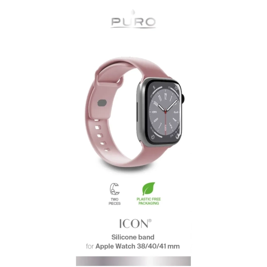 Pasek silikonowy do zegarka Apple Watch 38 40 41 mm Icon różowy - 2 szt