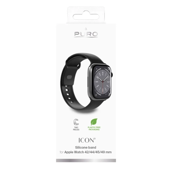 Pasek silikonowy do zegarka Apple Watch 42 44 45 49 mm Icon czarny - 2 szt