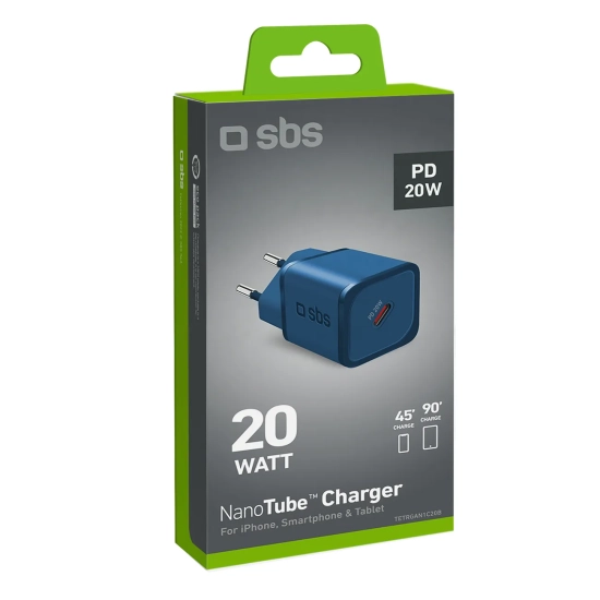 SBS Ładowarka sieciowa GaN z Power Delivery 20W - niebieska