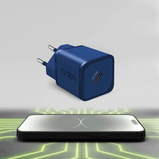 SBS Ładowarka sieciowa GaN z Power Delivery 20W - niebieska