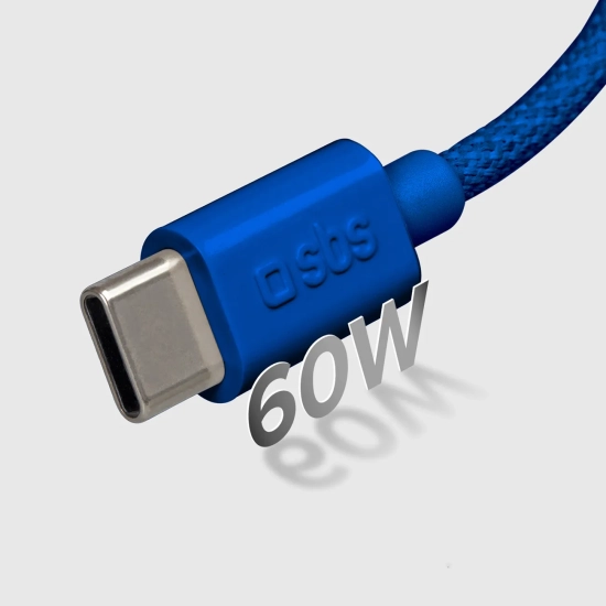 SBS Kabel przewód w oplocie USB-C - USB-C 60W 1.5m - niebieski