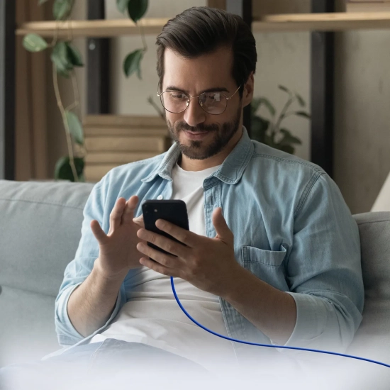 SBS Kabel przewód w oplocie USB-C - USB-C 60W 1.5m - niebieski