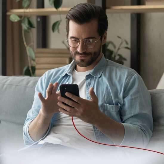 SBS Kabel przewód w oplocie USB-C 60 W 1.5m - czerwony