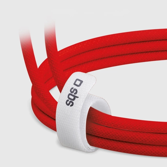 SBS Kabel przewód w oplocie USB-C 60 W 1.5m - czerwony