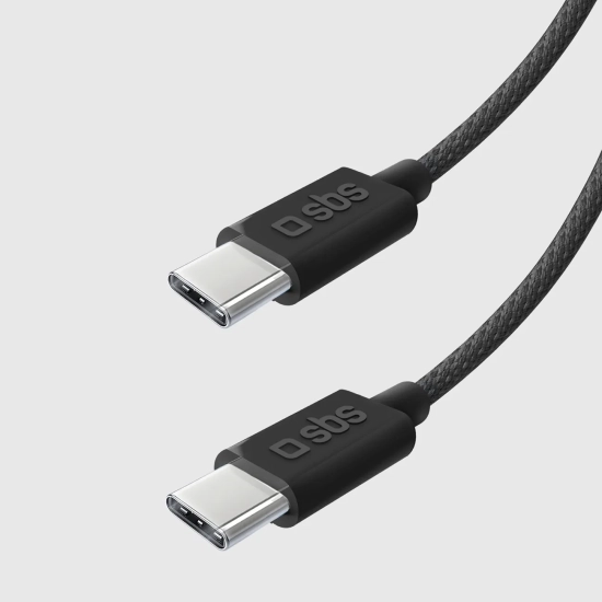 SBS Kabel przewód w oplocie USB-C 60W 1.5m - czarny