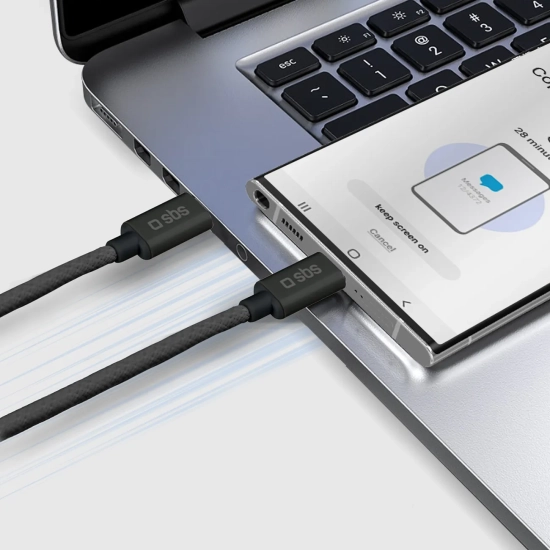 SBS Kabel przewód w oplocie USB-C 60W 1.5m - czarny