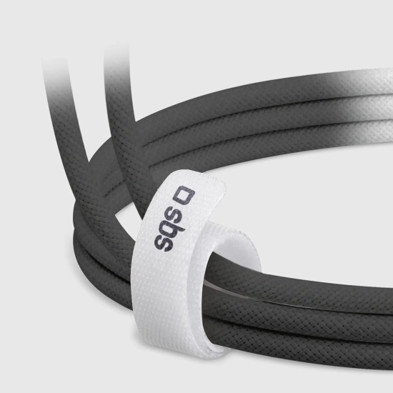 SBS Kabel przewód w oplocie USB-C 60W 1.5m - czarny