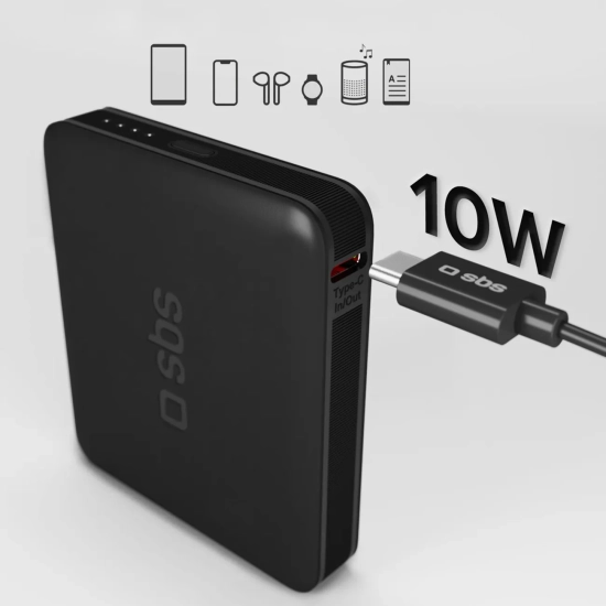 SBS Powerbank 5000 mAh USB-C NanoTube - czarny