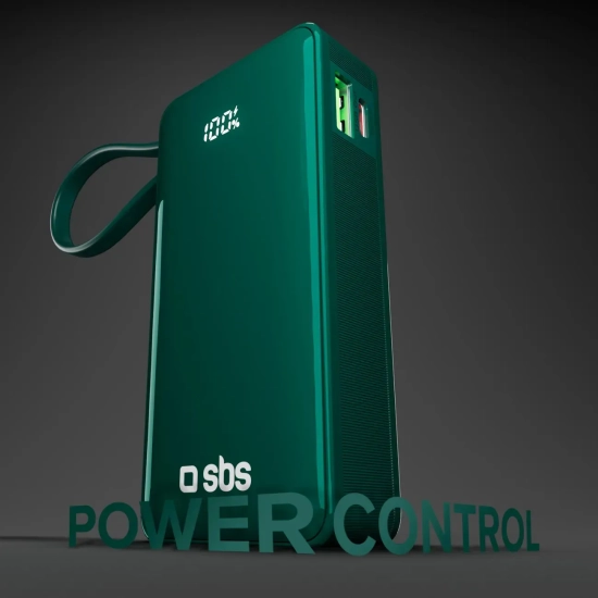 Powerbank SBS 10000mAh 20W z kablem USB-C zielony