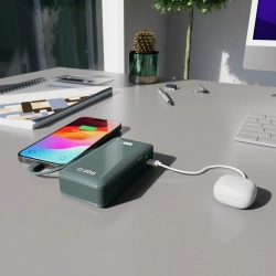 SBS Powerbank 10000mAh USB-A USB-C z wyświetlaczem wbudowanym kablem USB-C