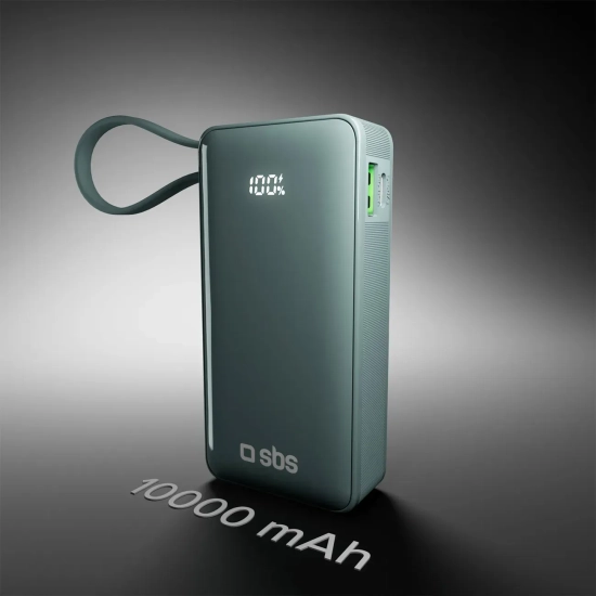 Powerbank SBS 10000mAh 20W z kablem USB-C szary