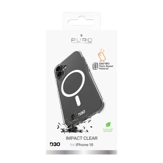 PURO Etui silikonowe do iPhone 16 Impact Clear D3O MagSafe - przezroczyste