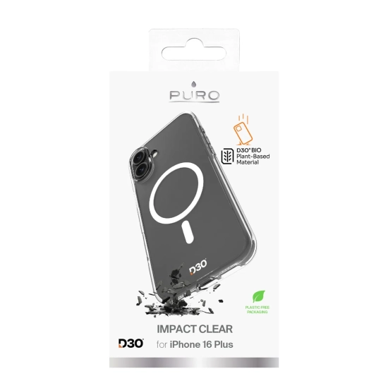 PURO Etui silikonowe do iPhone 16 Plus Impact Clear D3O MagSafe