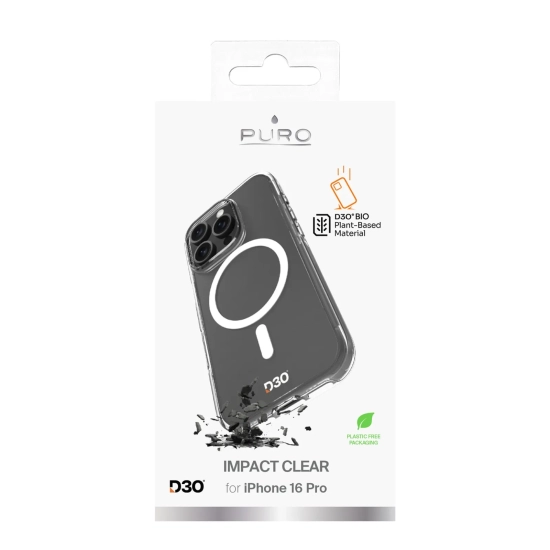 PURO Etui silikonowe do iPhone 16 Pro Impact Clear D3O MagSafe
