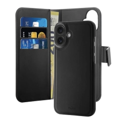 PURO Etui z ekoskóry 2w1 z klapką i portfelem do iPhone 16 Wallet