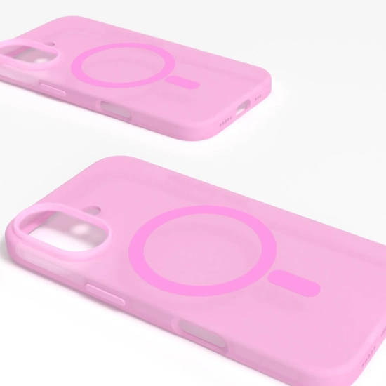 PURO Etui silikonowe do iPhone 16 Daylight MagSafe - różowe