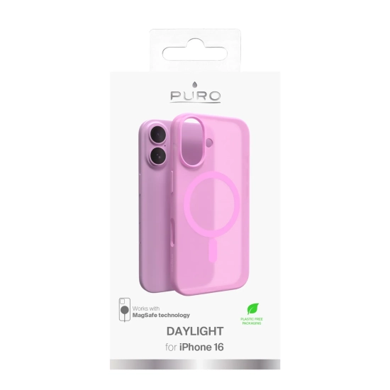 PURO Etui silikonowe do iPhone 16 Daylight MagSafe - różowe