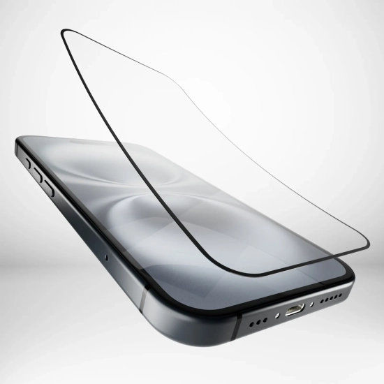 PURO Szkło hybrydowe z czarną ramką do iPhone 16 / iPhone 15 / iPhone 15