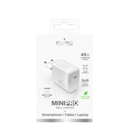 PURO Ładowarka sieciowa USB-C PD GaN 45W - biała