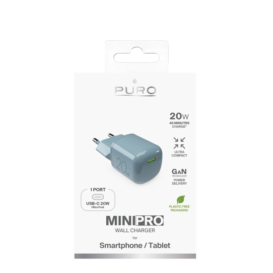 PURO Ładowarka sieciowa USB-C GaN 20W - zielona
