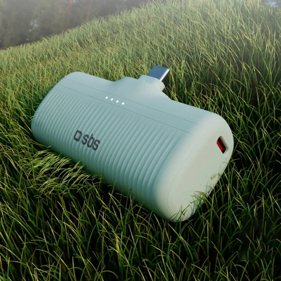 SBS Powerbank EcoPower 5000 mAh 10W z wbudowanym portem USB-C - zielony