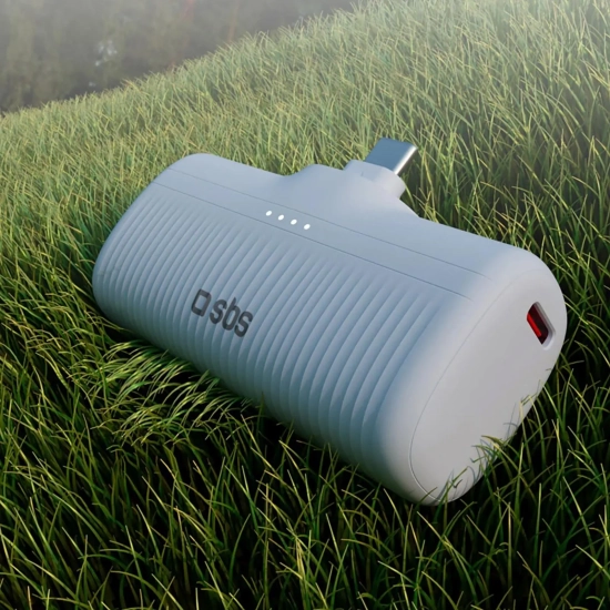 SBS Powerbank EcoPower 5000 mAh 10W z wbudowanym portem USB-C - szary