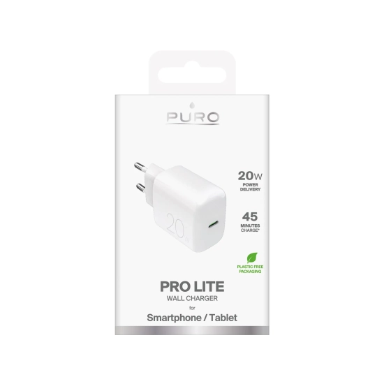 PURO Ładowarka sieciowa USB-C PROLITE 20W - biała
