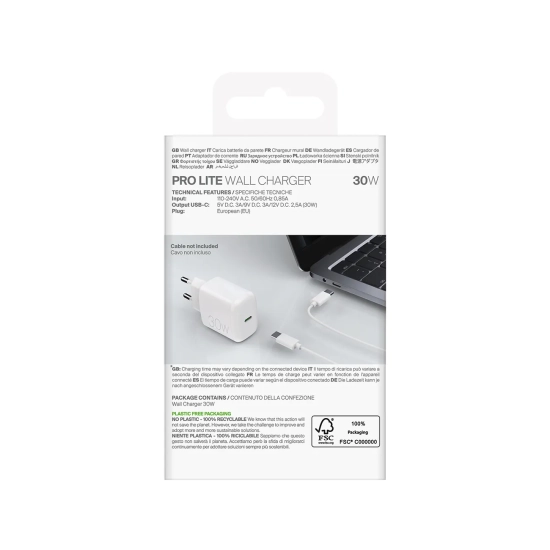 PURO Ładowarka sieciowa USB-C 30W - biała