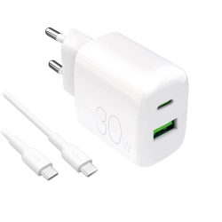 PURO Ładowarka sieciowa USB-A USB-C z kablem USB-C 30W 1.2m - biała