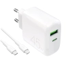 PURO Ładowarka sieciowa USB-C USB-A PD z kablem USB-C 45W - biała