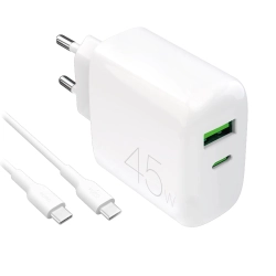PURO Ładowarka sieciowa USB-C USB-A PD z kablem USB-C 45W - biała