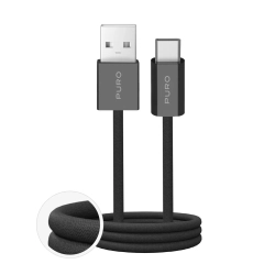PURO Kabel przewód USB-A - USB-C w oplocie Fabrik 2.0 10W 1.5 m - czarny