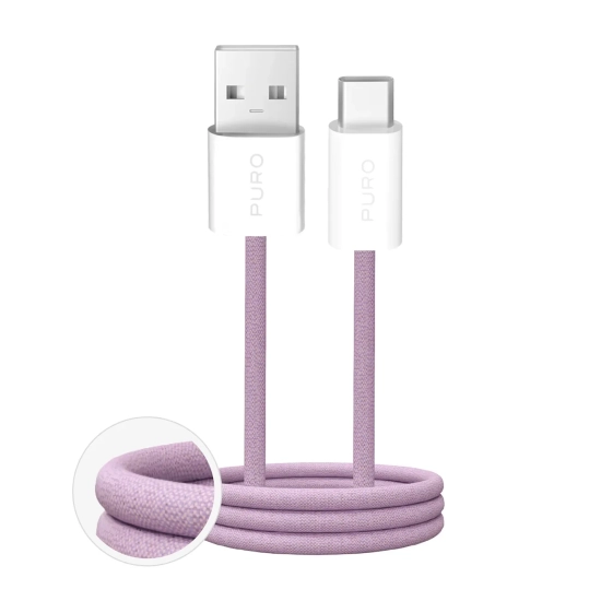 PURO Kabel przewód USB-A - USB-C w oplocie Fabrik 2.0 10W 1.5 m - różowy
