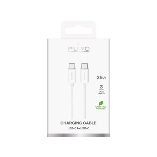 PURO Kabel przewód USB-C TPE 25W 3m - biały