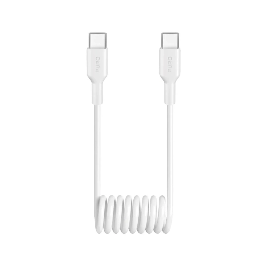 PURO Kabel przewód spiralny USB-C 25W 1m - biały
