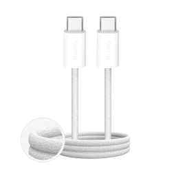 PURO Kabel przewód USB-C w oplocie Fabrik 60W 3m - biały