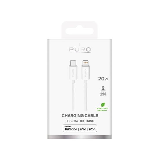 PURO Kabel przewód USB-C - iPhone Lightning TPE 20W 2m - biały
