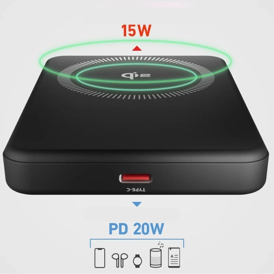 SBS Powerbank bezprzewodowy Mag Power Qi2 5000 mAh MagSafe USB-C PD 20W
